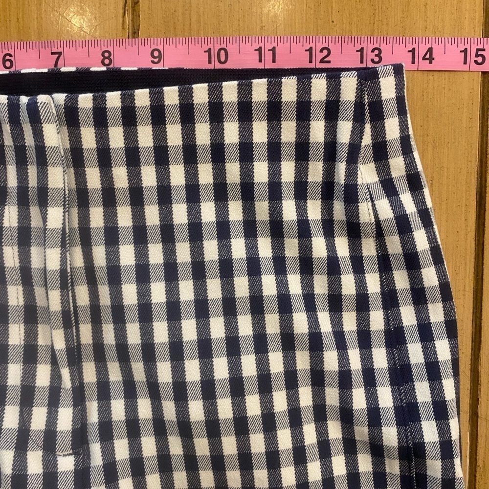 Ann Taylor Women’s Gingham Checkered Pants Elastic Waist Size 0 blue white - Picture 9 of 12